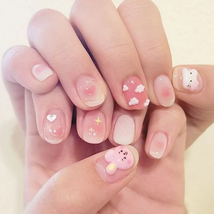 100+ mẫu nail thạch hồng đính đá lộng lẫy và quyến rũ