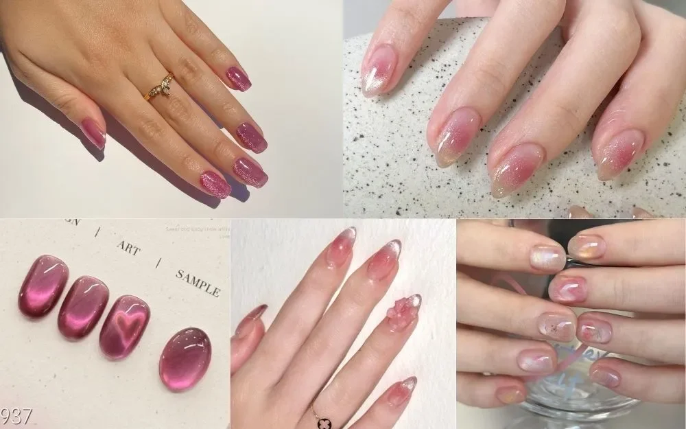 Gợi Ý 100+ Mẫu Nail Thạch Hồng Mắt Mèo Siêu Xinh, Bling Bling - 7