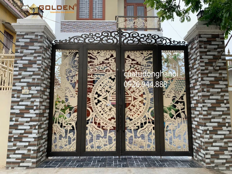 Mẫu cửa cổng sắt 4 cánh đẹp đơn giản