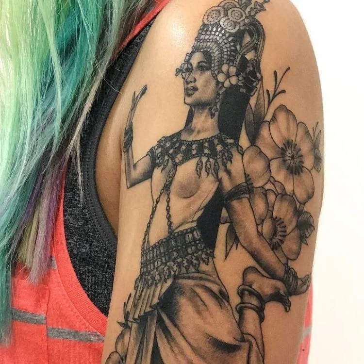 Hình xăm Khmer thần Apsara (2)