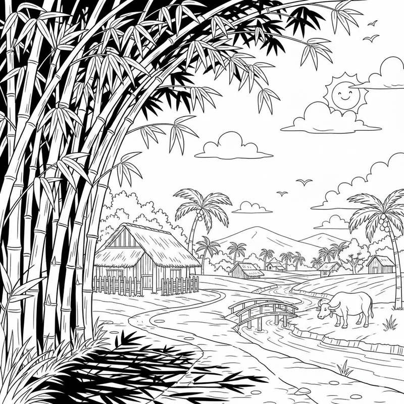 Tranh tô màu phong cảnh thiên nhiên (2)