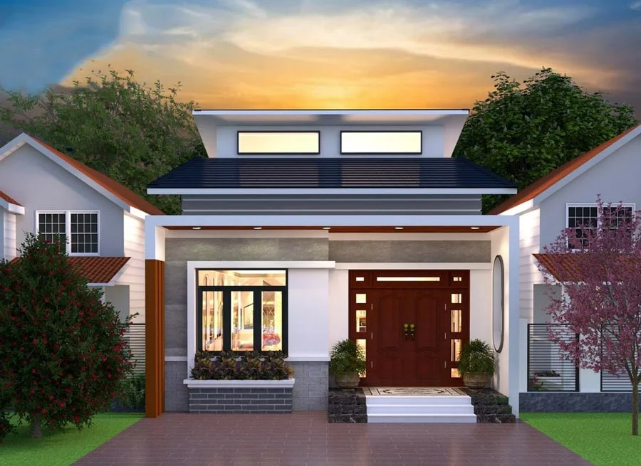 Mẫu nhà cấp 4 gác lửng 3 phòng ngủ