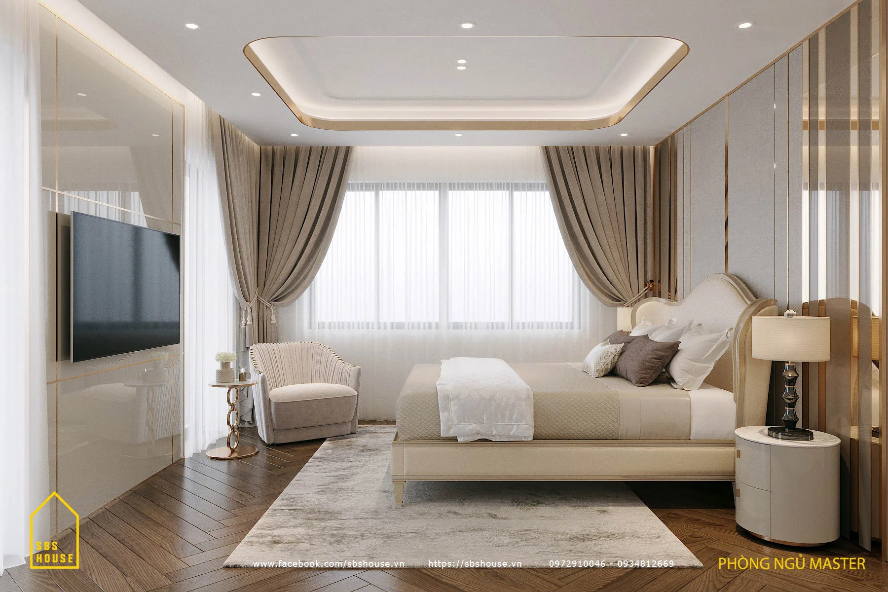 Đắm chìm 15+ mẫu thiết kế phòng ngủ tân cổ điển đẹp, sang trọng