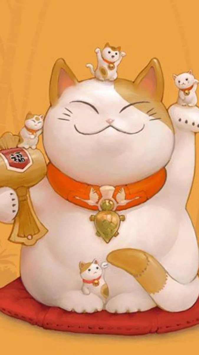 Hình nền mèo thần tài cute