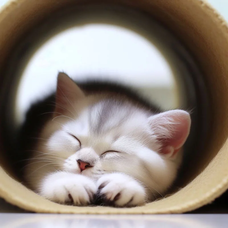 Mèo con cute ngủ trong ống hình nền mèo cute