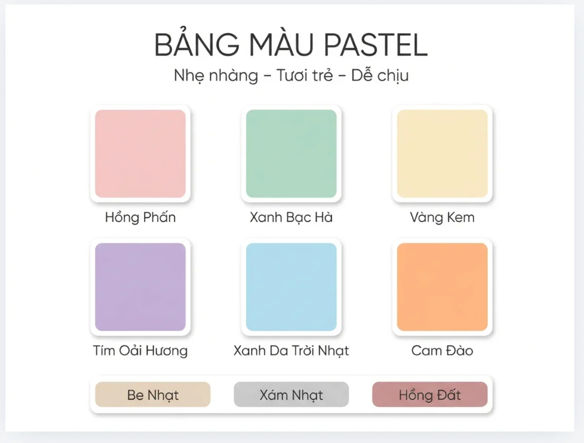 Bảng màu pastel nhẹ nhàng