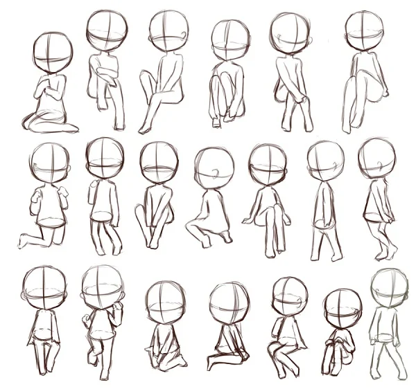 Các tư thế tạo dáng vẽ chibi đơn giản