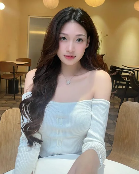 Gái xinh mặc áo trễ vai thanh lịch