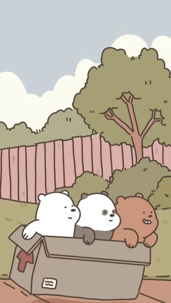 hình nền điện thoại đẹp cute với hình ảnh ba chú gấu We Bare Bears dễ thương