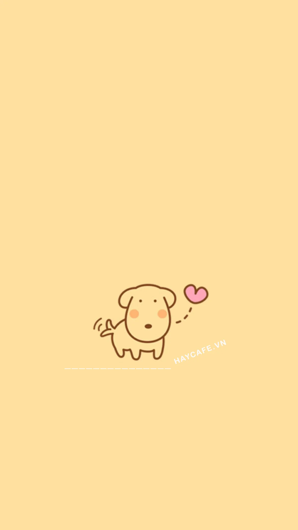Hình nền điện thoại đẹp cute hình chú cún hoạt hình màu vàng nhạt