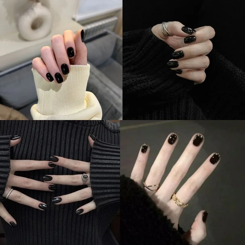 Tổng hợp các mẫu móng tay sơn màu đen bóng đẹp và thời thượng